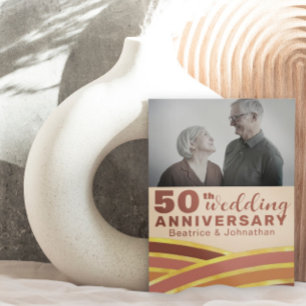 Retro 50th Wedding Anniversary Black & Gold Foto Einladung