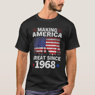 Retro 54th Birthday USA Flag America Great T-Shirt