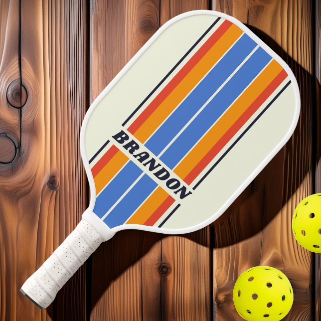 Retro 5 Board Streifen mit Namen Pickleball Schläger (Von Creator hochgeladen)