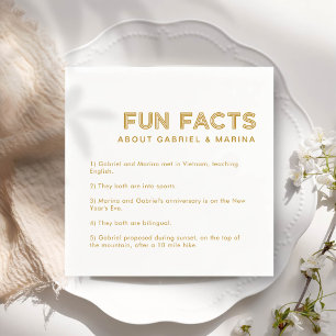 Retro 5 Fun Facts Wedding Serviette