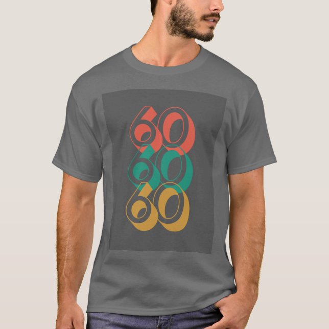 Retro 60 60 Grau T - Shirt (Vorderseite)