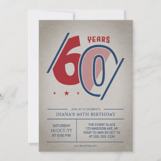 Retro 60. Geburtstag Einladung