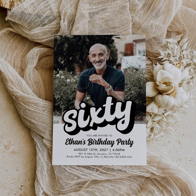 Retro 60. Geburtstagsfeier | sechzig Geburtstag Einladung (Von Creator hochgeladen)