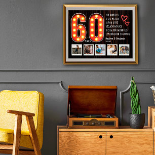 Retro 60. Jubiläum Hearts Benutzerdefinierte Fotoc Poster