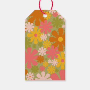 Retro 60er 70er Ästhetisches Blumenmuster Geschenkanhänger