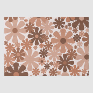 Retro 60er 70er Ästhetisches Blumenmuster in Braun Seidenpapier