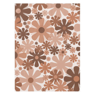 Retro 60er 70er Ästhetisches Blumenmuster in Braun Tischdecke