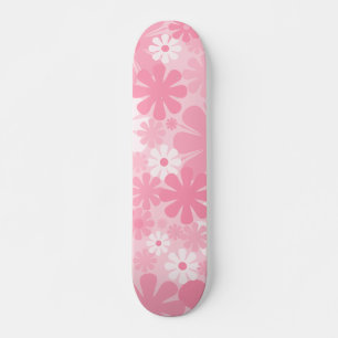 Retro 60er 70er Ästhetisches Blumenmuster in Rosa Skateboard