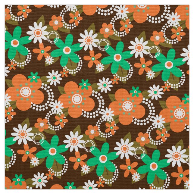 Retro 60er 70er Blume Gewebe v2 Stoff (Muster)