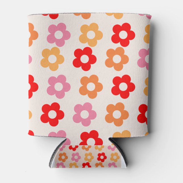 Retro 60er 70er Blume Hippie Dosenkühler (Vorderseite)