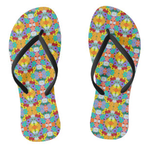Retro 60er 70er Blume Muster Flip Flops