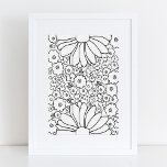 Retro 60er 70er Blume Schwarz-Weiß-Kunst Poster<br><div class="desc">Diese kleine,  erhabene Zahl wird Ihre Wände sicher beleben! Handgezeichnete Blume mit einem sehr 60er und 70er-Flair.</div>