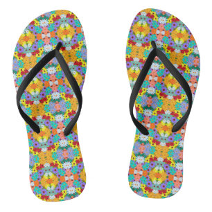 Retro 60er 70er Blumenmuster Flip Flops