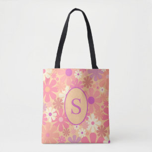 Retro 60er 70er Blumenmuster mit Initiale