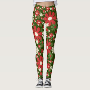 Retro 60er 70er Floral Blume Power Xmas Muster Leggings