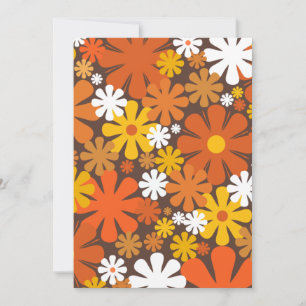 Retro 60er 70er Floral Muster Orange und Braun Einladung