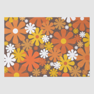 Retro 60er 70er Floral Muster Orange und Braun Seidenpapier