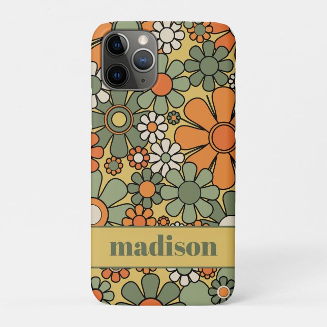 Retro 60er 70er Floral Pattern Personalisiert Case-Mate iPhone Hülle (Rückseite)