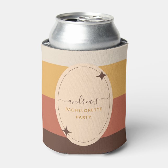 Retro 60er 70er gestreifter Junggeselinnen-Abschie Dosenkühler (Kanne Vorderseite)