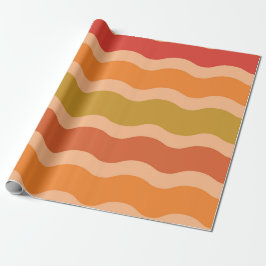 Retro 60er 70er Groovy Waves in Orange und Red Geschenkpapier