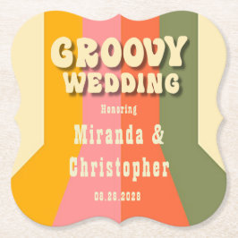 Retro 60er 70er Hippie Groovy Streifen Wedding Cus Untersetzer
