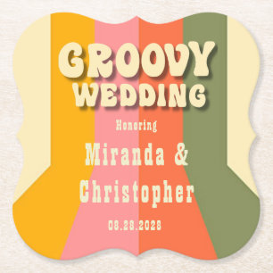 Retro 60er 70er Hippie Groovy Streifen Wedding Cus Untersetzer