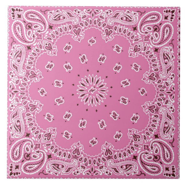 Retro 60er-70er Hippy rosa Bandanna Fliese (Vorderseite)