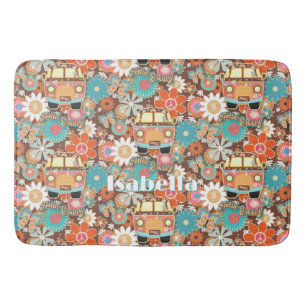 RETRO 60er 70er Hippy Van Feeling Groovy Floral Na Badematte