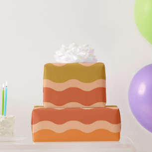Retro 60er 70er Jahre Groovy Wellen in Orange und  Geschenkpapier