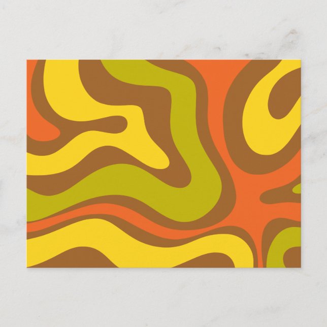 Retro 60er 70er Liquid Swirl Abstrakte Musterkarte Postkarte (Vorderseite)