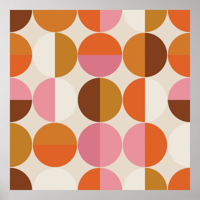 Retro-60er - 70er mit Regenbogensonne Poster (Vorne)