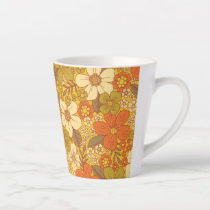Retro 60er/70er Orange/Olive Green Floral Milchtasse