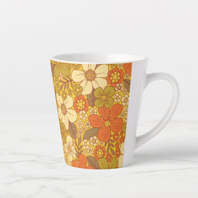 Retro 60er/70er Orange/Olive Green Floral Milchtasse (Rechts)