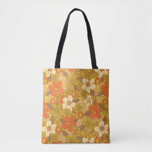 Retro 60er/70er Orange und Olivgrün floral