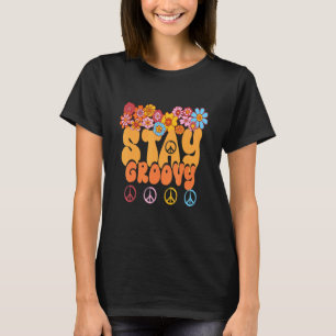 Retro 60er 70er Peace Hippie Bleibe Groovy Sunflow T-Shirt