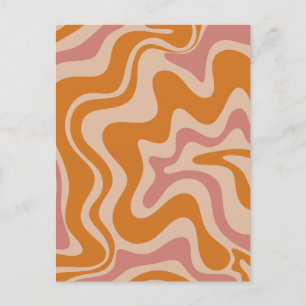 Retro 60er 70er Psychedelic Wirbel Orange Pink Postkarte