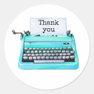 Retro 60er Aqua Schreibwriter Niedlich Girly Viele Runder Aufkleber