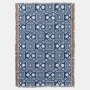 Retro-60er blaue Blumenmuster Decke