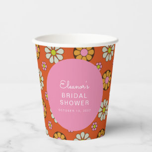 Retro 60er Blume Orange Rosa Brautparty Custom Pappbecher