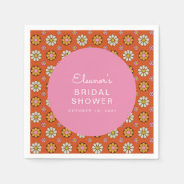 Retro 60er Blume Orange Rosa Brautparty Custom Serviette