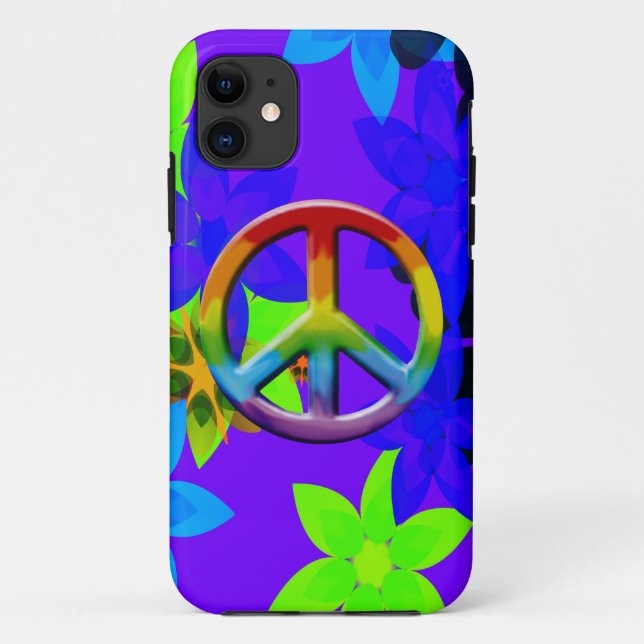 Retro 60er Blume Power Peace Signature iPhone Case (Rückseite)