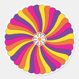 Retro 60er Blume Runder Aufkleber