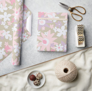 Retro-60er-Blumenpapier-Geschenkpapier Geschenkpapier