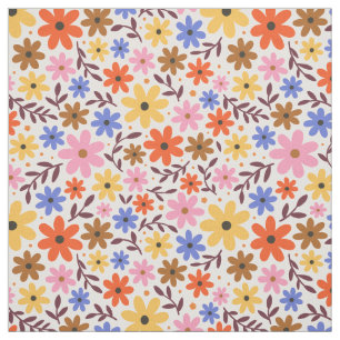 Retro 60er floral - dunkle Blume in rosa, orange Stoff