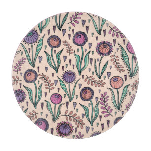 Retro 60er Floral: Muster der Wohngestaltung Schneidebrett