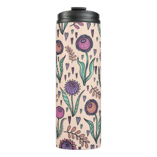 Retro 60er Floral: Muster der Wohngestaltung Thermosbecher