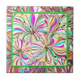 Retro 60er Flower Power Keramikfliese