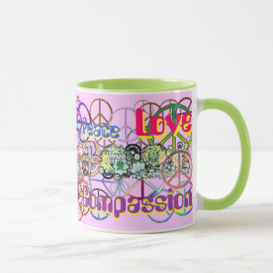 Retro 60er Friedenszeichen im ÜberflussFrieden Lie Tasse