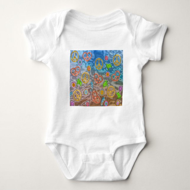 Retro 60er Friedlich Ocean Life Apparel Geschenke Baby Strampler (Vorderseite)