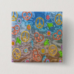 Retro 60er Friedlich Ocean Life Apparel Geschenke Button